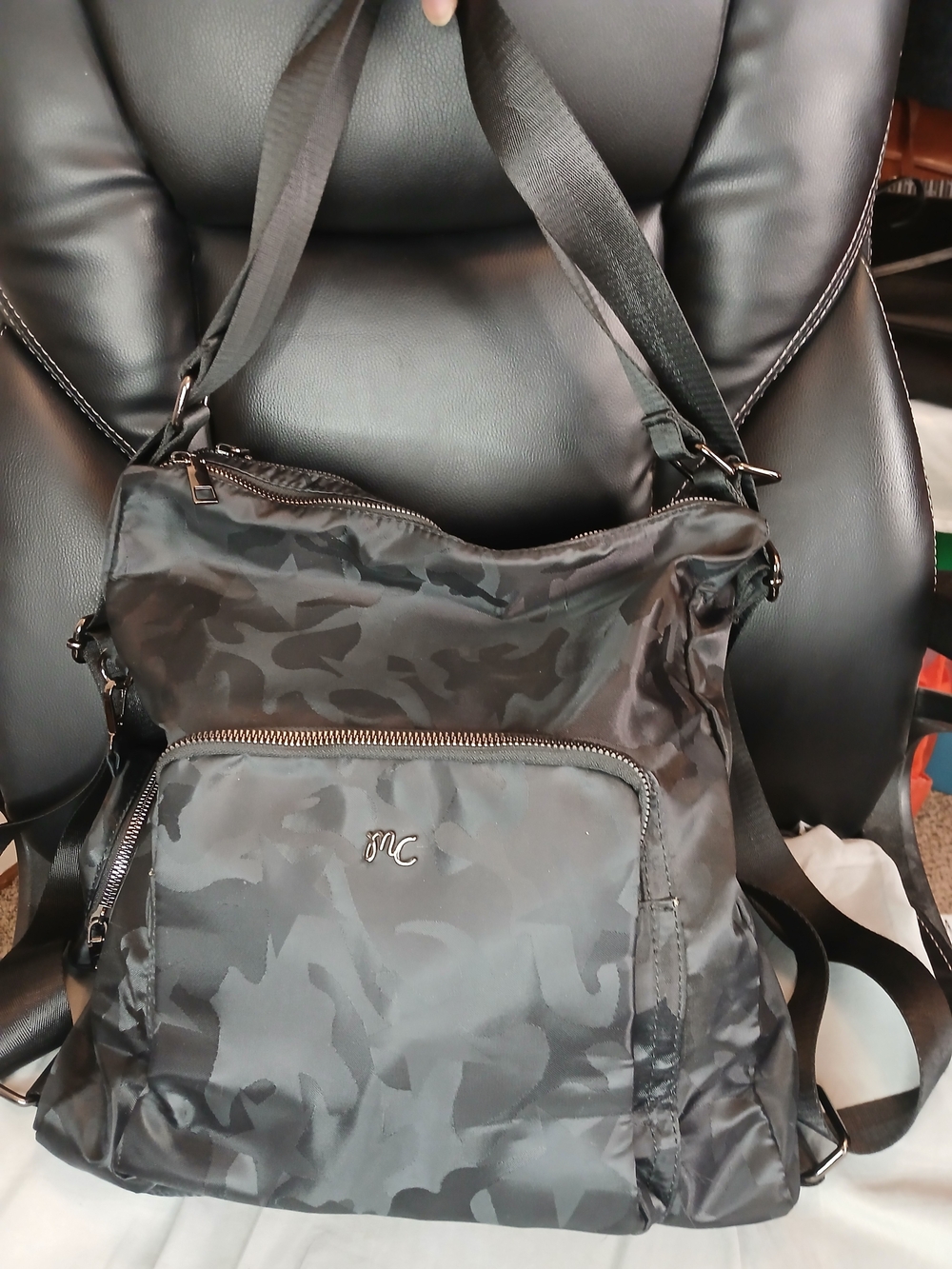 Miss Caprice Black Nylon 3-in1 Backpack With Matching Coin Pouch